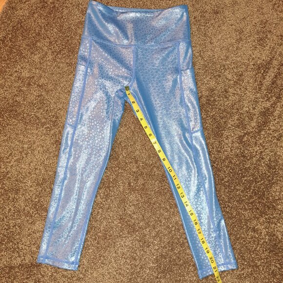 Zyia Active Blue Mermaid Pocket Light n Tight Legging/Capri,Metallic,Size 2 - Picture 5 of 10